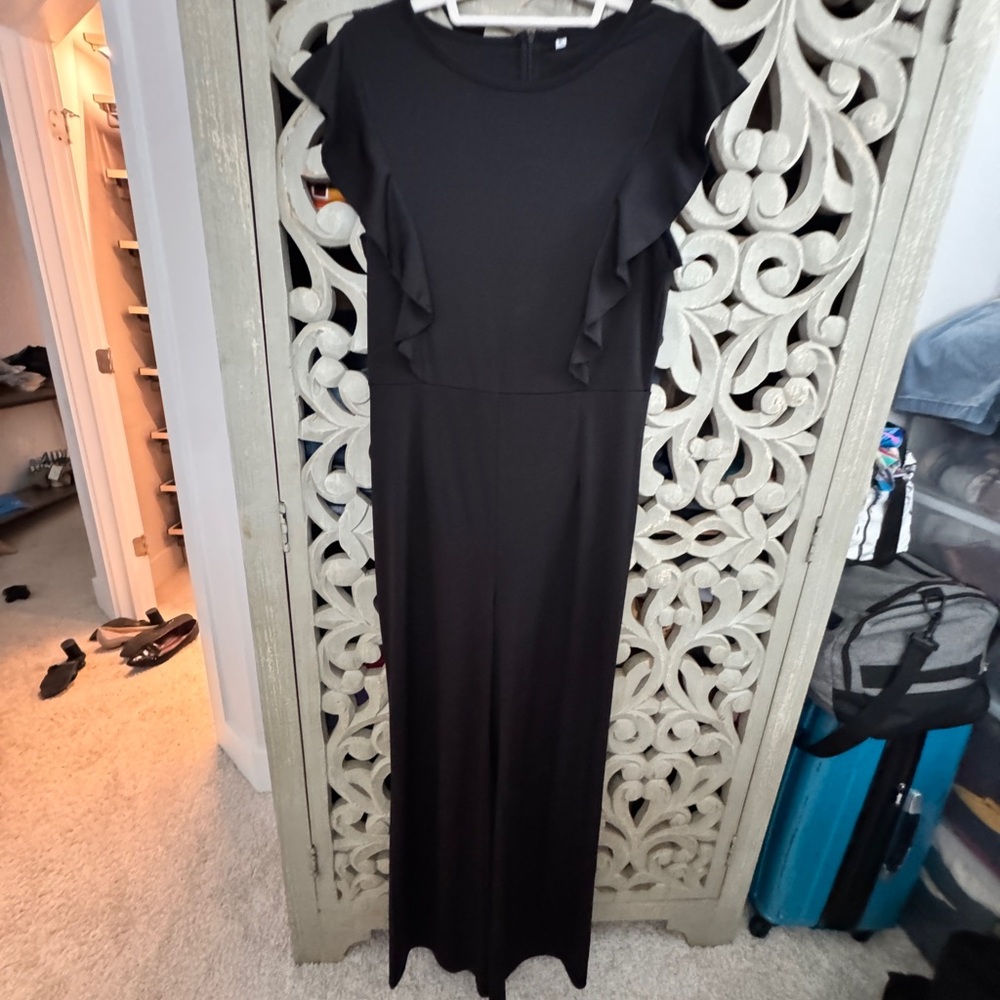 Elegant Black Ruffle Sleeve Jumpsuit